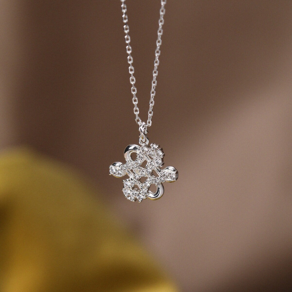 Original, New Chinese-Style Light Luxury Diamond-Set Swastika Necklace in 925 Sterling Silver