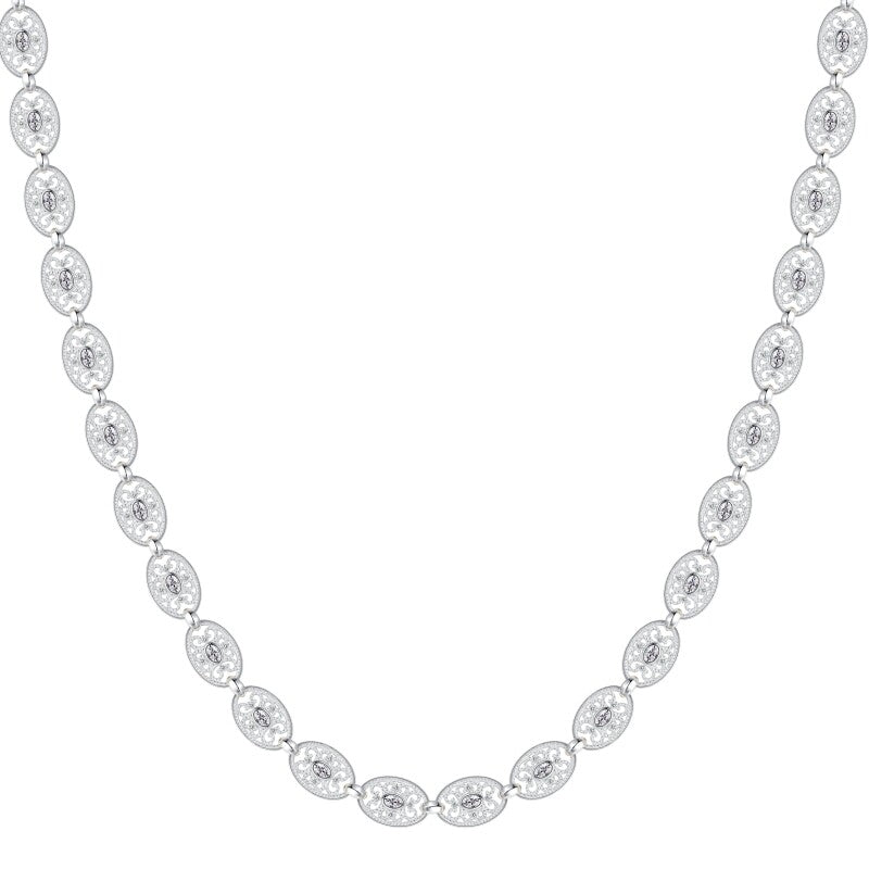 “Weaving Light” Original Vintage Openwork Lace Necklace, Sterling Silver