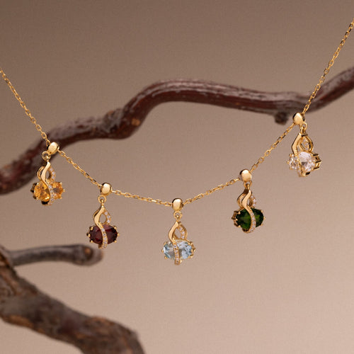 Colorful Gourd-Shaped New Chinese-Style Original Design Pendant, Silver with Gold Plating
