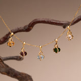 Colorful Gourd-Shaped New Chinese-Style Original Design Pendant, Silver with Gold Plating