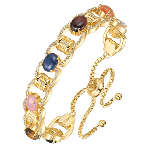 “Spirit Stone Resonance” Original Design Natural Gemstone Bracelet in Sterling Silver