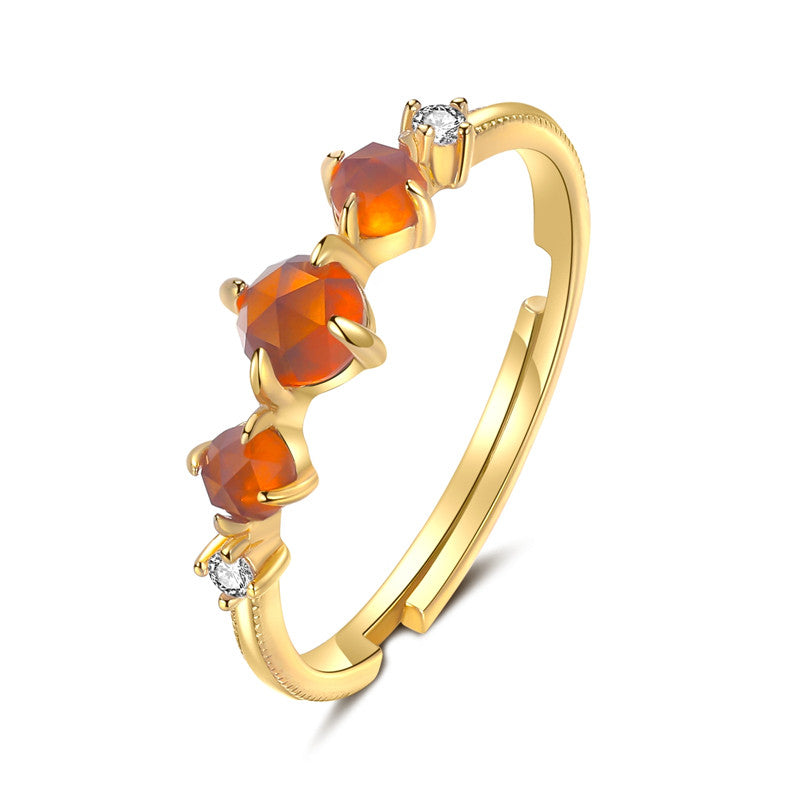 Vintage-Style Open-Finger Garnet Ring in Orange-Yellow Tones