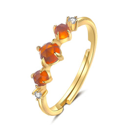 Vintage-Style Open-Finger Garnet Ring in Orange-Yellow Tones