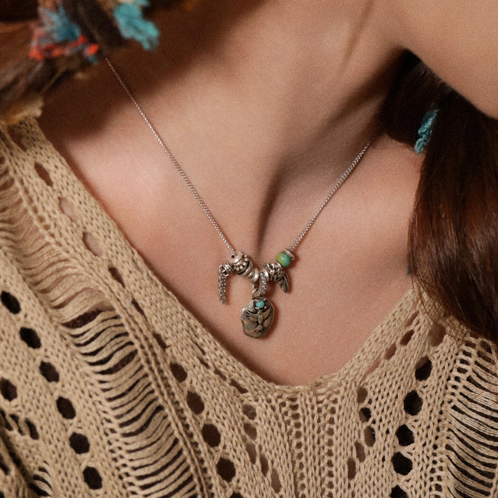 Original Urban Nomad-Style Moray Eagle Necklace, Sterling Silver