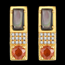 Load image into Gallery viewer, Original Romantic Sunset Rectangular Stud Earrings in Sterling Silver with Diamonds