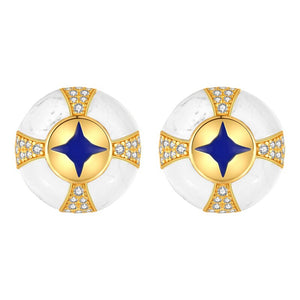 “Eye of Providence” Original White Turquoise Enamel Vintage Earrings
