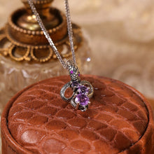Load image into Gallery viewer, Original Design Slytherin Snake Necklace in Sterling Silver with Amethyst