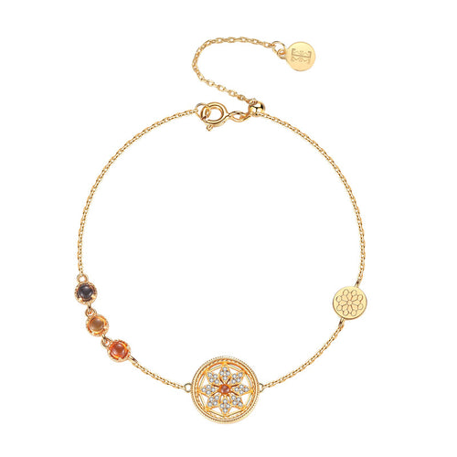 Fenda Stone Bracelet: Silver-Plated with Gold Accents, Vintage-Inspired, Lightly Luxurious, and Niche