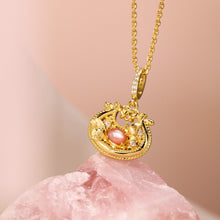 Load image into Gallery viewer, Original Chinese-Style Brushed Butterfly Interlocking Lock Necklace in Pink Pearl