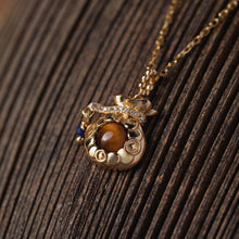 Load image into Gallery viewer, Original Tiger's Eye Necklace with Gold-Plated Silver Choker