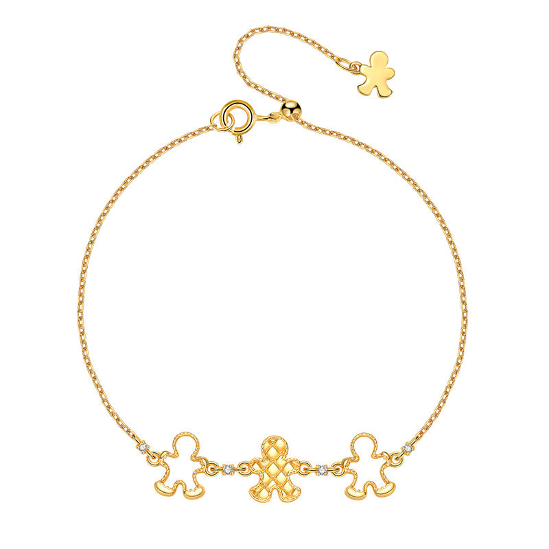 Original Gingerbread Man Bracelet, Silver with Gold Plating