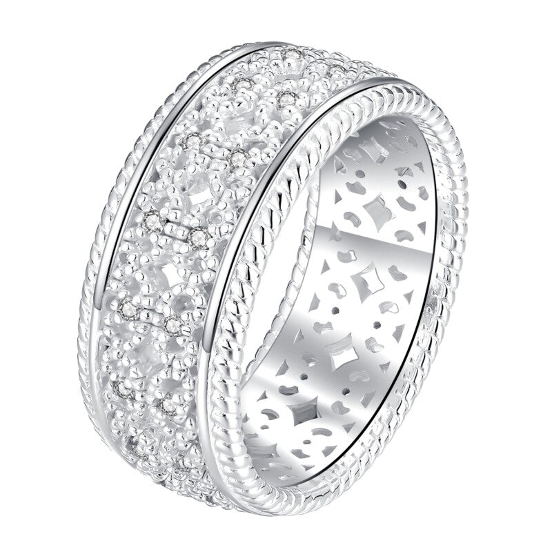 “Weaving Light” Original Design Openwork Lace Ring, Sterling Silver