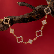 Load image into Gallery viewer, Original Openwork Four-Leaf Clover Lucky Bracelet in Gold-Plated Silver with Diamonds