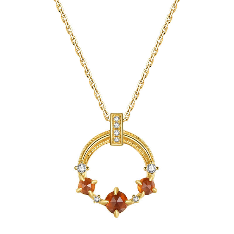 Original Tangerine Garnet Necklace with Gold-Plated Silver Choker