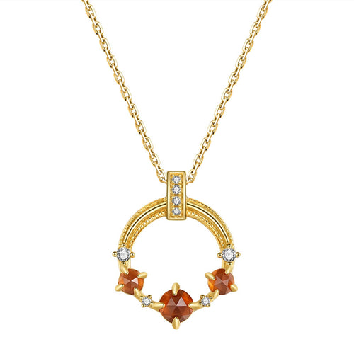 Original Tangerine Garnet Necklace with Gold-Plated Silver Choker