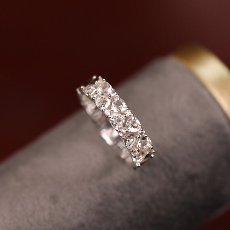 Original Mini Cake White Crystal Ring in Sterling Silver with Diamonds