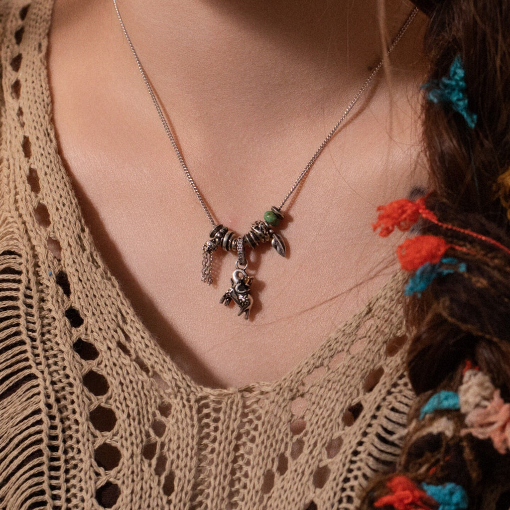 Original Urban Nomad-Style Moray-Inspired Elephant Necklace, Sterling Silver