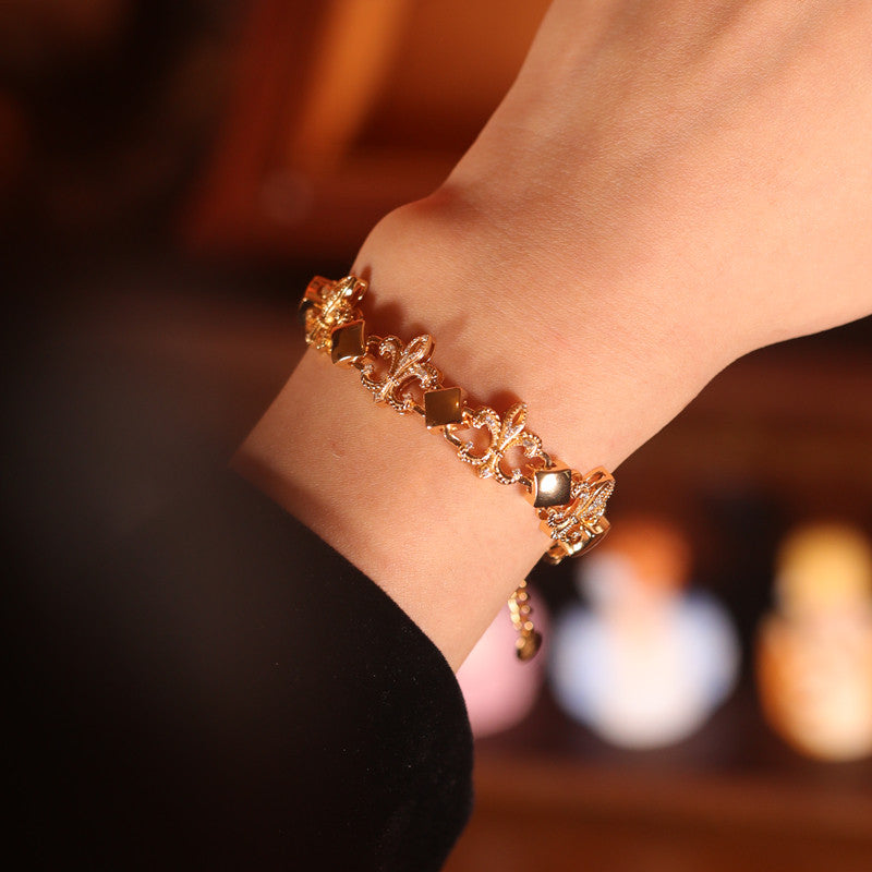 “Farewell” Original Iris-Inspired Vintage Bracelet, Silver with Gold Plating