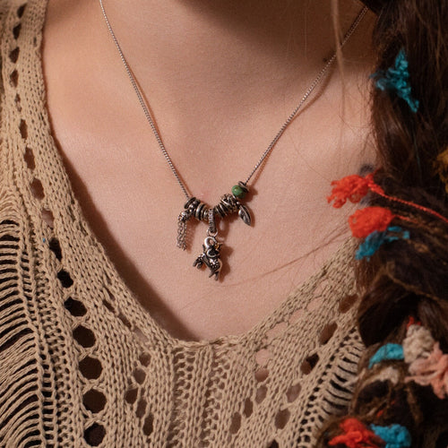 Original Urban Nomad-Style Moray-Inspired Elephant Necklace, Sterling Silver