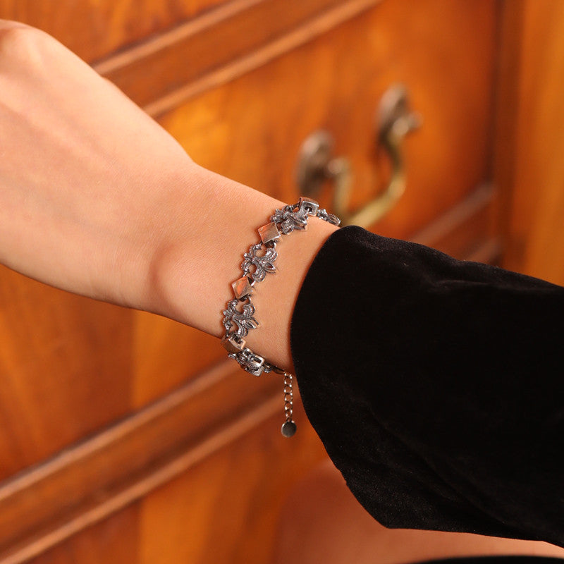 “Farewell” Original Iris-Inspired Vintage Bracelet, Silver with Gold Plating