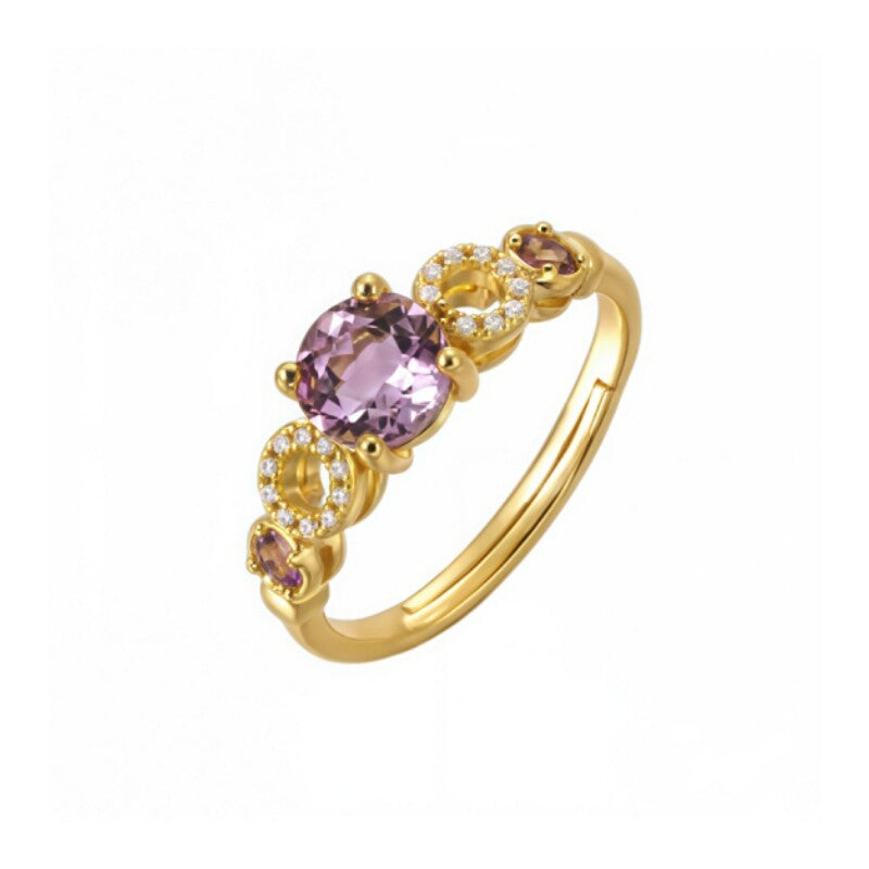 “Five Planets Ring” Original Natural Colored Gemstone Energy Ring with Diamonds