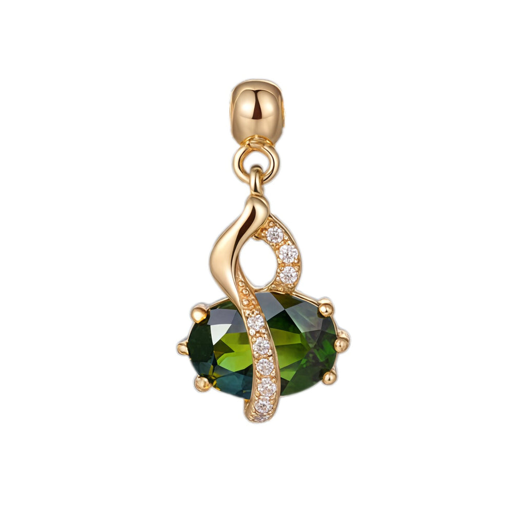 Colorful Gourd-Shaped New Chinese-Style Original Design Pendant, Silver with Gold Plating