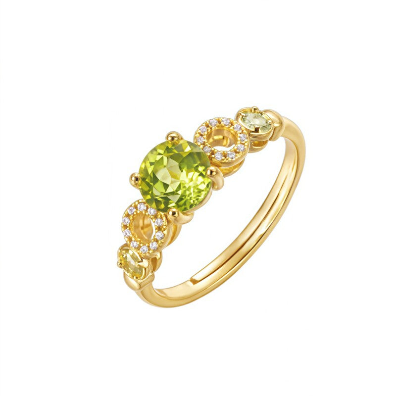 “Five Planets Ring” Original Natural Colored Gemstone Energy Ring with Diamonds